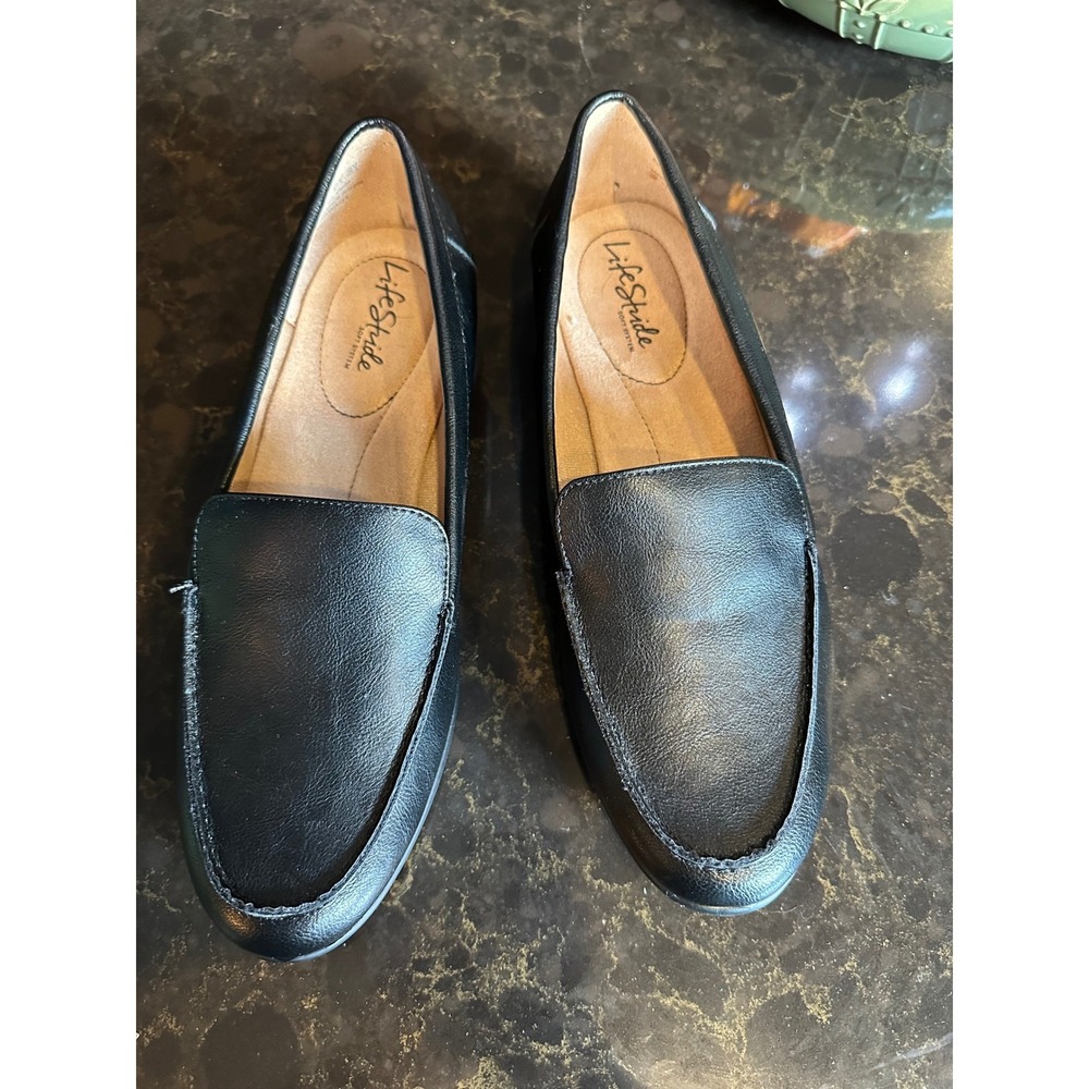 LifeStride Soft System Womens Black Slip On Loafers Size 9.5W Comfort Shoes